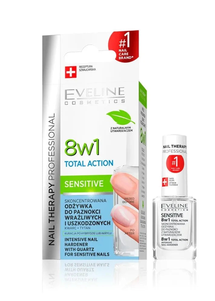 Eveline Nail Therapy Total Action 8in1 Sensitive 12ml jautriai nagų terapijai - Kosmetika