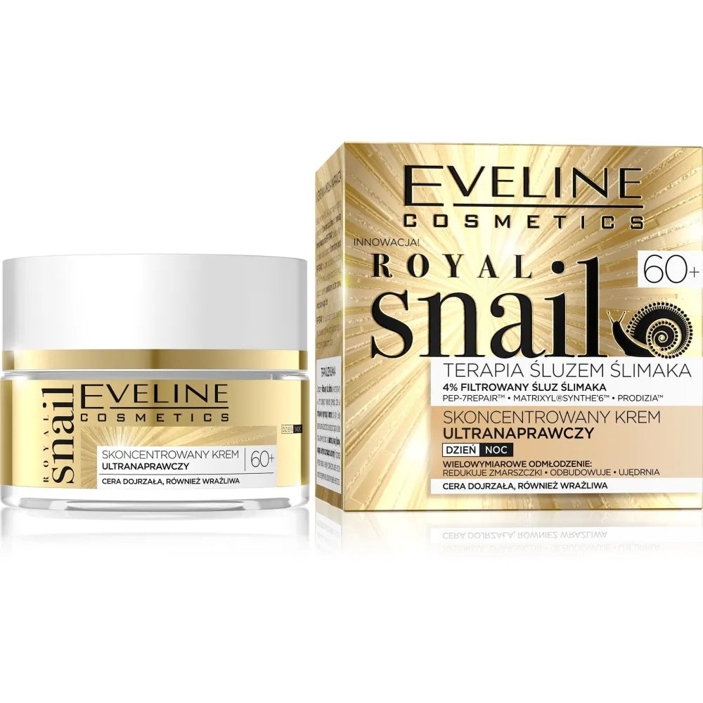 Eveline Royal Snail 60+ Koncentruota Ultra-atkuriamoji Kremas Dienai ir Nakčiai 50ml - Kosmetika