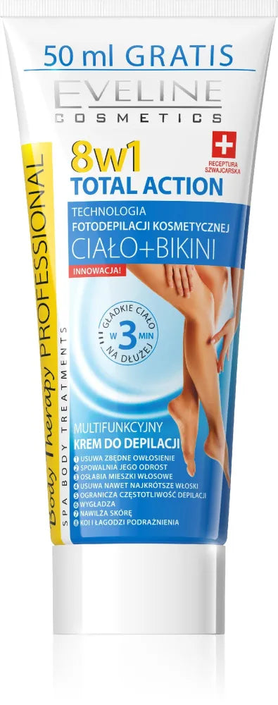 Eveline Total Action Professional Multifunctional Plaukų Šalinimo Kremas 8in1 200ml - Kosmetika