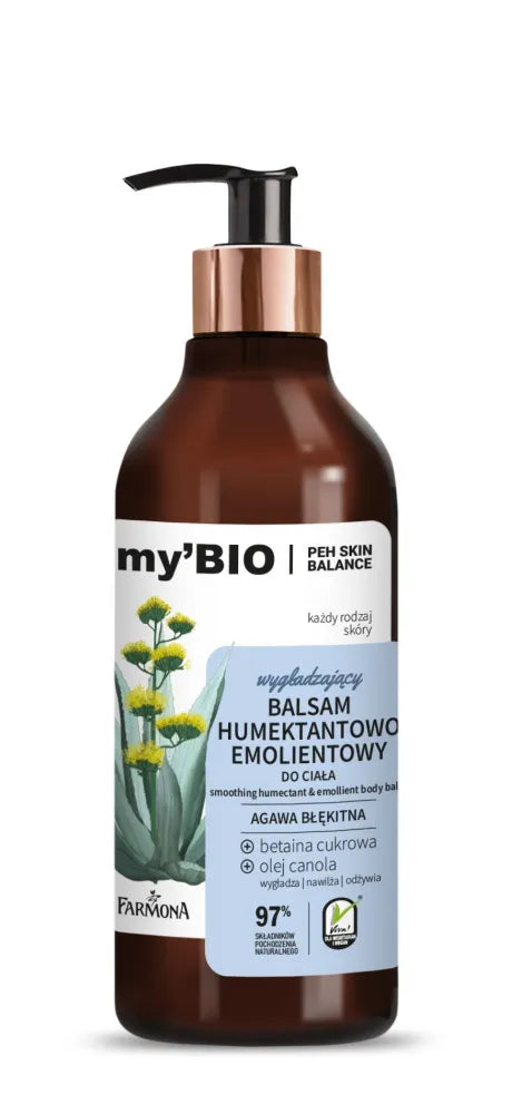 FARMONA my’Bio Smoothing Body Balm su drėkikliu ir minkštikliu MĖLYNA AGAVA 400ml - Kosmetika