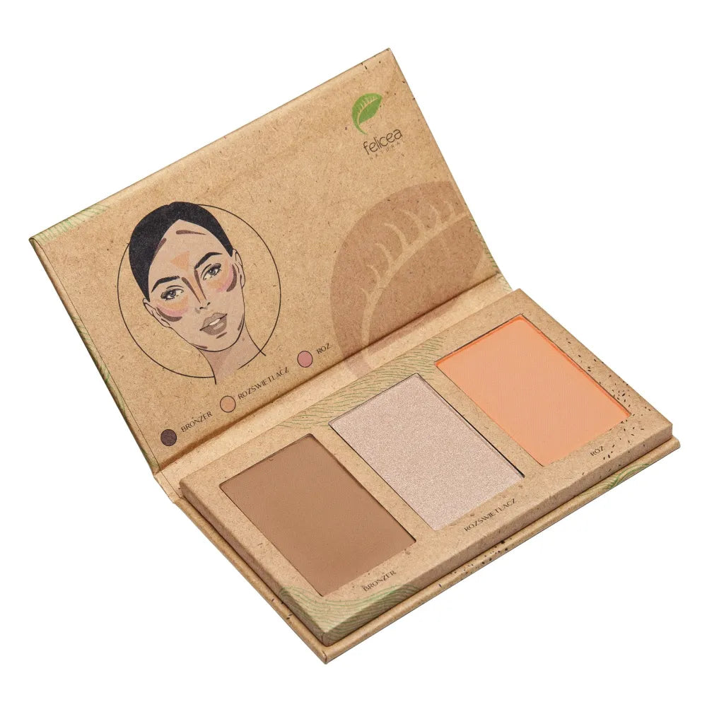 FELICEA Trio Palette of three natural shadows for face contouring 302 Medium 9.4 g - Kosmetika