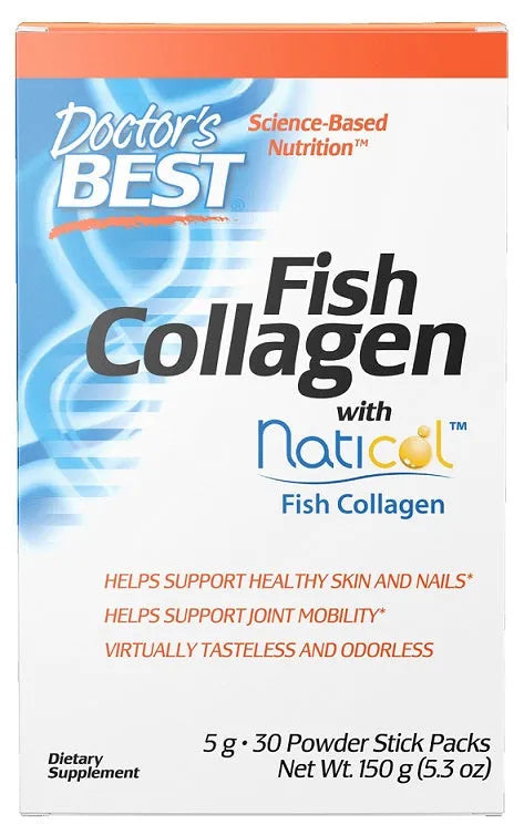 Fish Collagen with Naticol - 30 stick packs - Doctor’s Best - Papildai