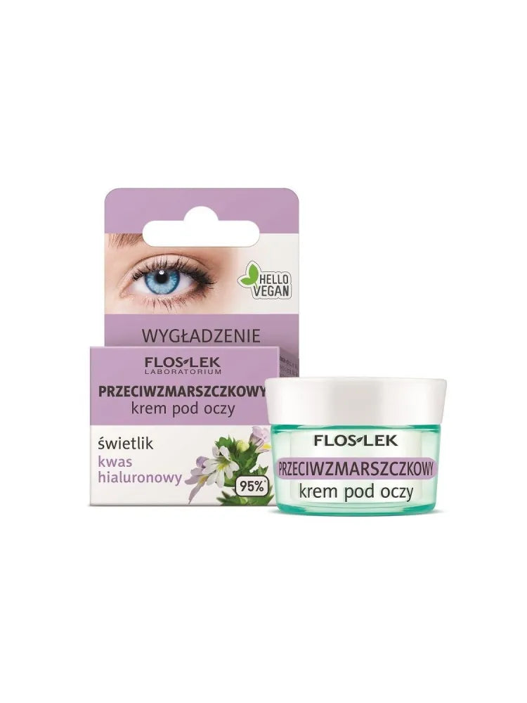 Floslek Eye Cream Anti-Wrinkle Eyebright-Hyaluronic Acid 15ml akių kremas nuo raukšlių su akyčių žole ir hialurono