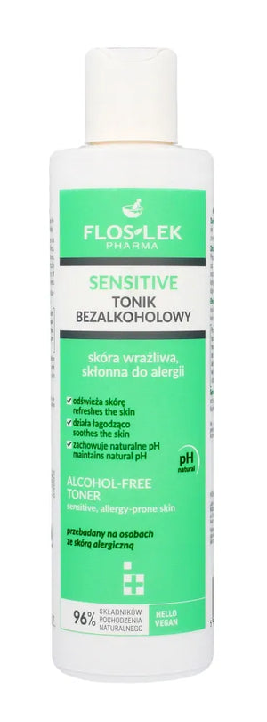 FLOSLEK Pharma Sensitive bealkoholinė tonikas jautriai ir alergiškai linkusiai odai 225ml - Kosmetika