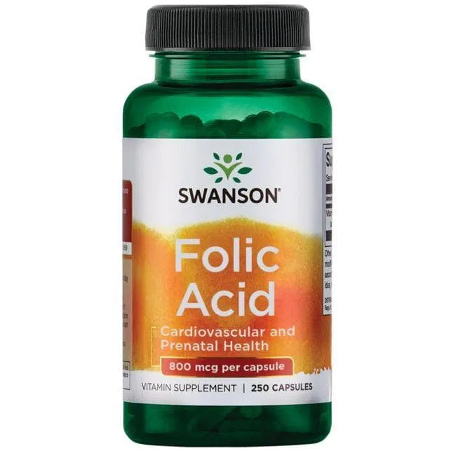Folic Acid - Folio rūgštis - 800 mcg - N250 - Swanson - Papildai