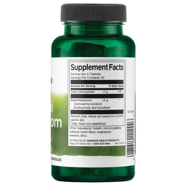 Full Spectrum Reishi Mushroom - 600 mg - N60 - Swanson - Papildai