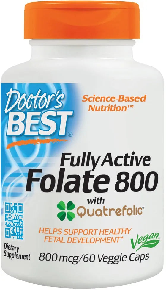Fully Active Folate 800 with Quatrefolic 800mcg - 60 vcaps - Doctor’s Best - Papildai