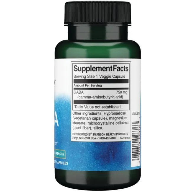 GABA - Maximum Strength - Relax - 750 mg - N60 - Swanson - Papildai