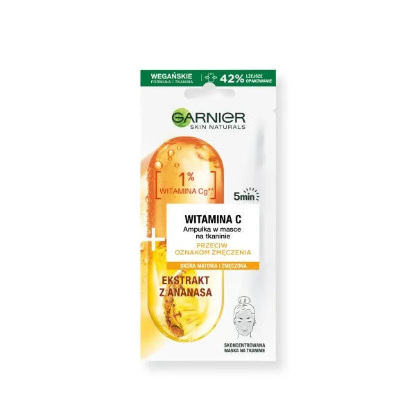 Garnier Skin Naturals Anti-fatigue ampoule in fabric mask su 1% vitaminu Cg 15g - Kosmetika
