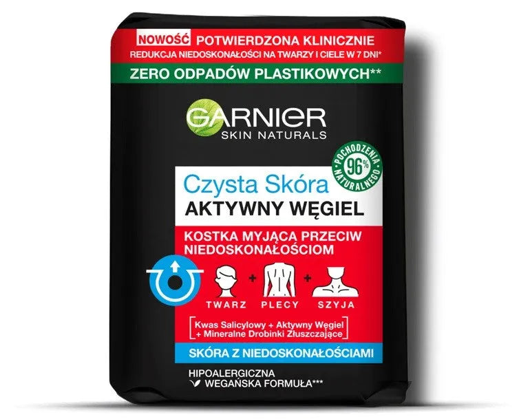 Garnier Skin Naturals Pure Active Charcoal Cleansing Bar prieš trūkumus 100g - Kosmetika