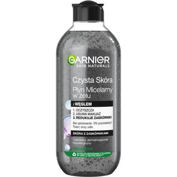Garnier Skin Naturals Pure Micellar Gel with Charcoal - oda su juodosiomis dėmėmis 400ml - Kosmetika