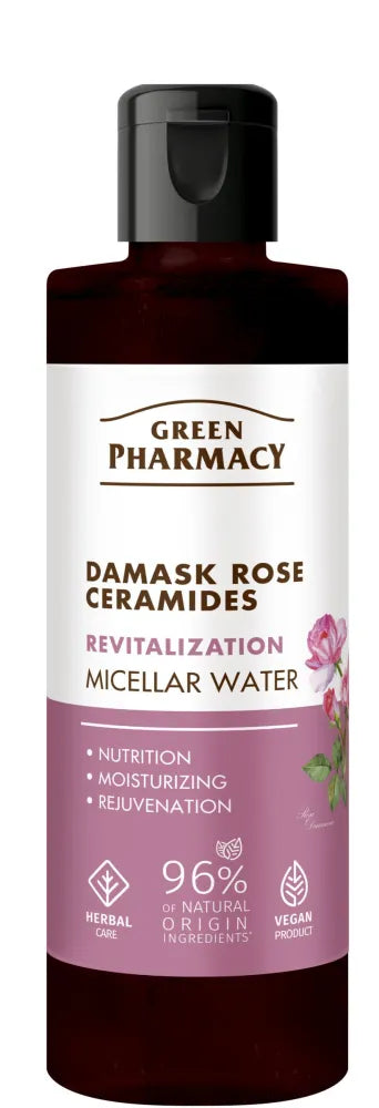 GREEN PHARMACY Damask Rose + Ceramides Revitalizing Facial Makeup Remover Micellar Water 200 ml. - Kosmetika