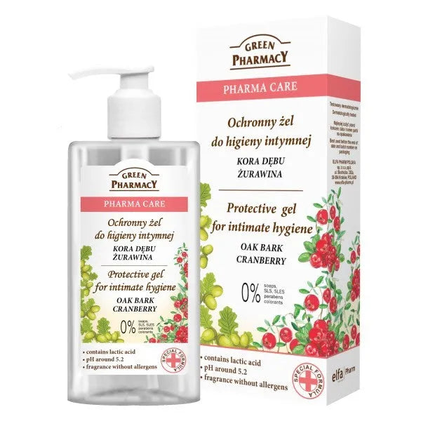 Green Pharmacy Pharma Care Protective Intimate Hygiene Gel ąžuolo žievė - spanguolė 300ml - Kosmetika