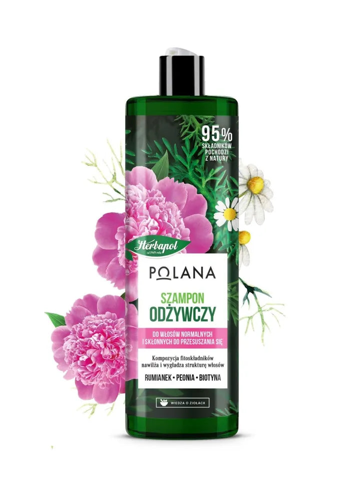 HERBAPOL Polana Maitinantis šampūnas plaukams - Ramunėlė ir Pionas Biotinas 400ml - Kosmetika