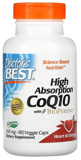 High Absorption CoQ10 with BioPerine 200mg - 180 vcaps - Doctor’s Best - Papildai