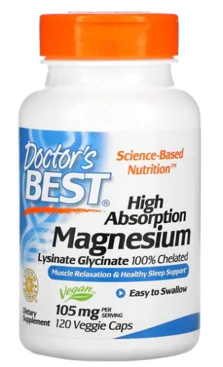 High Absorption Magnesium 105mg - 120 vcaps - Doctor’s Best - Papildai