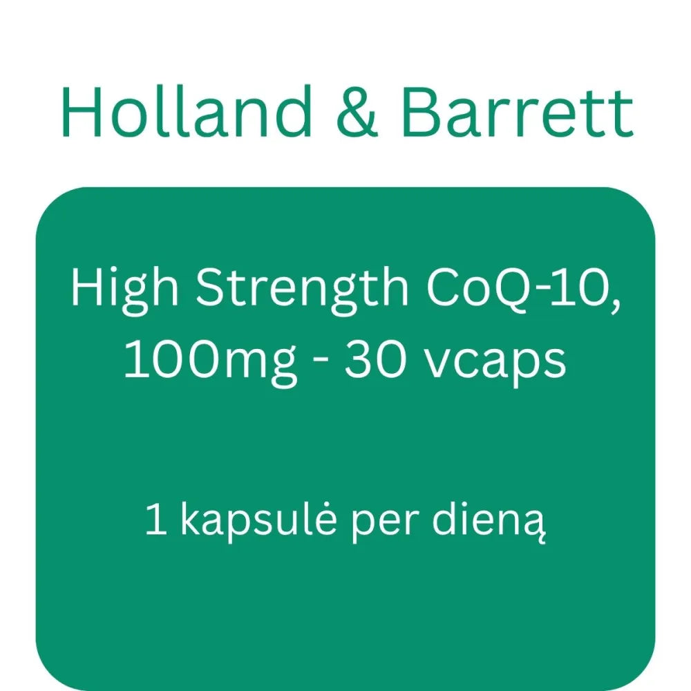 High Strength CoQ-10 100mg - 30 vcaps - Holland & Barrett - Papildai
