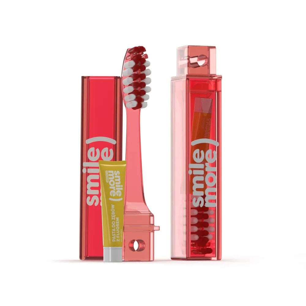 HISKIN kelioninė sulankstoma dantų šepetėlis + mango pasta 4 ml - Kosmetika