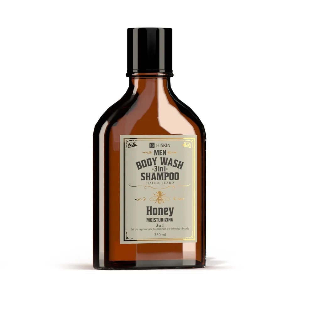 HISKIN Men Whisky kūno prausiklis ir šampūnas plaukams barzdai 3in1 - Medus 330 ml - Kosmetika