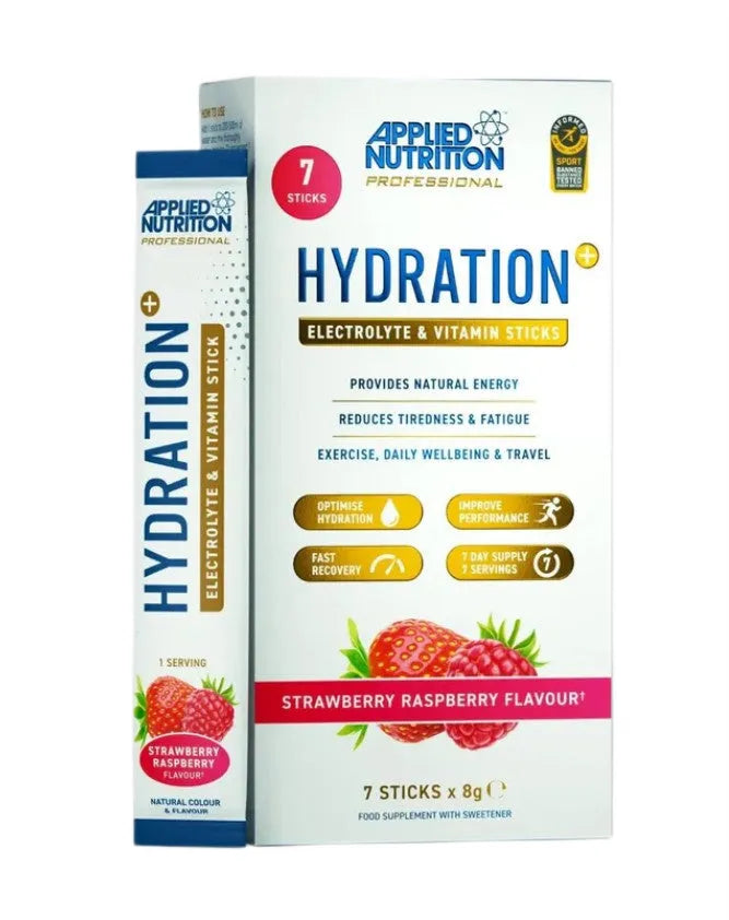 Hydration + Electrolyte & Vitamin Powder Stick Packs Strawberry Raspberry - 7 x 8g - Applied Nutrition - Sporto papildai