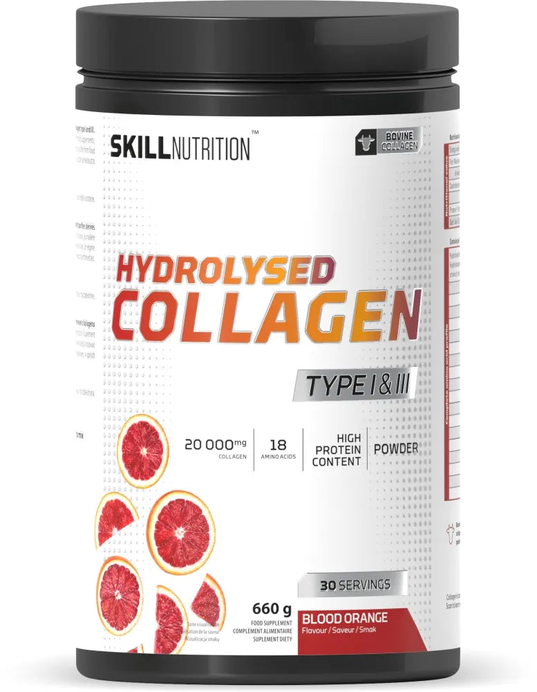 Hydrolysed Collagen Type I & III Blood Orange - 660g - Skill Nutrition - Sporto papildai