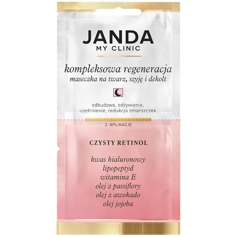 JANDA MY CLINIC Veido kaklo ir krūtinės kaukė - Išsami regeneracija 8ml (2 aplikacijos) - Kosmetika