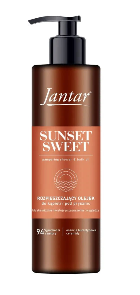 JANTAR Pampering Shower and Bath Oil with amber essence ceramides - Sunset Sweet 400 ml. - Kosmetika