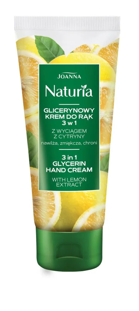 Joanna Naturia Body Glycerin rankų kremas su citrinos ekstraktu 3in1 drėkina suminkština saugo 100g - Kosmetika