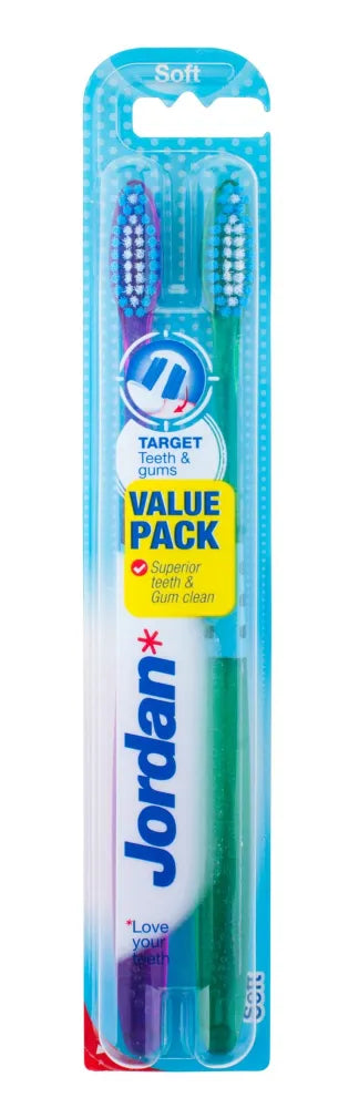 Jordan Duo Toothbrush for Teeth & Gums minkštas 1 pakelis-2 vnt. - Kosmetika