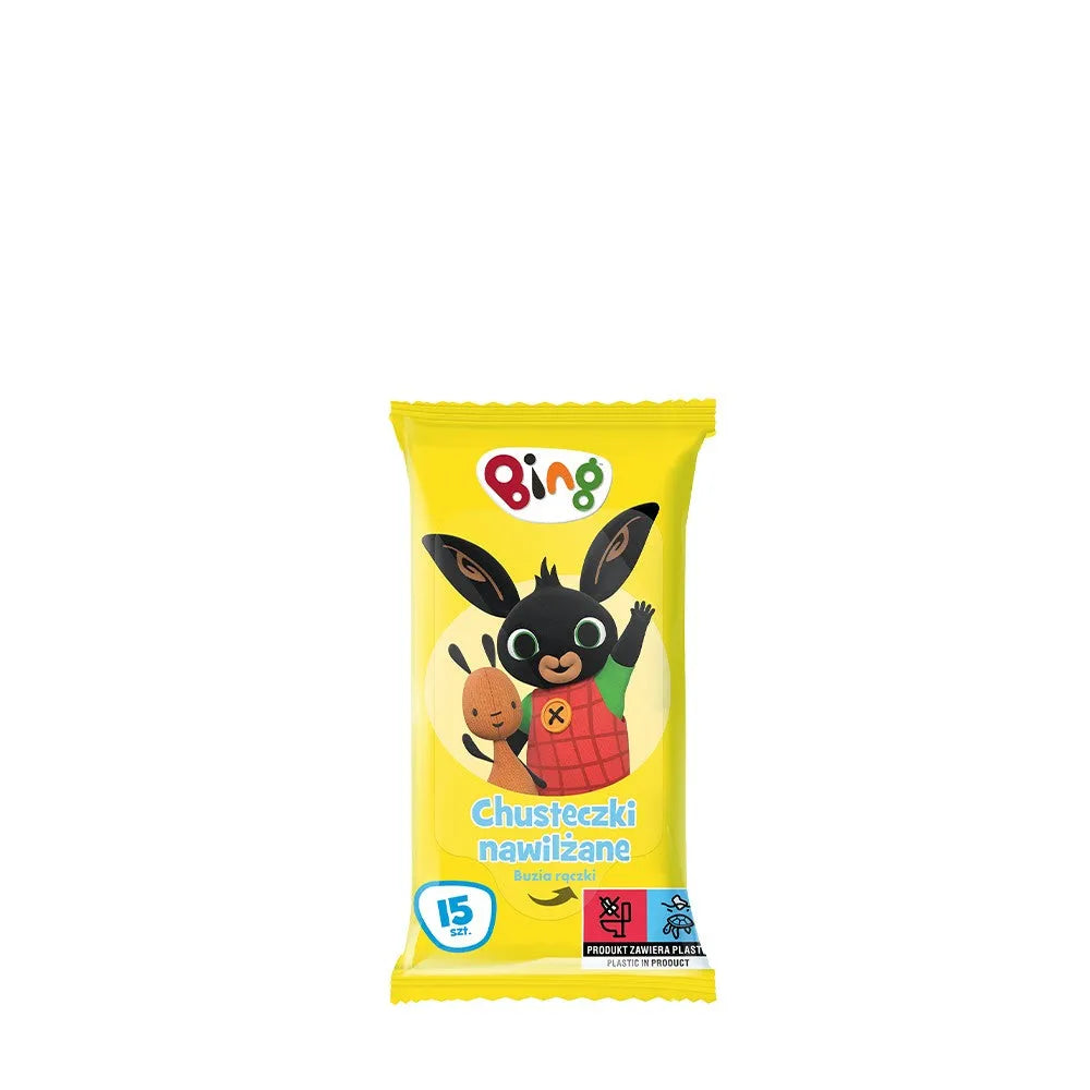 KIDS Bing Wet wipes - braškių 15 vnt. - Kosmetika