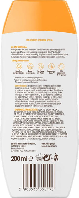 KOLASTYNA Protection and Hydration Sunscreen Emulsion SPF 30 200 ml - Kosmetika