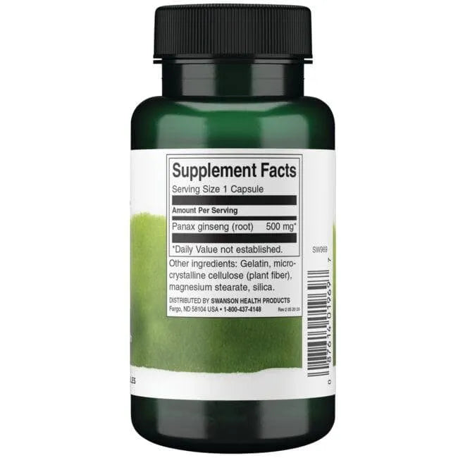 Korean Ginseng - Korėjos ženšenis - 500 mg - N100 - Swanson - Papildai