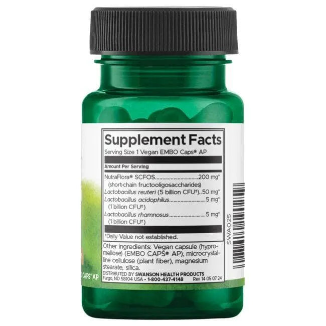 L. Reuteri Plus - Probiotikai - 7 mlrd. CFU + 200 mg FOS - N30 - Swanson - Papildai