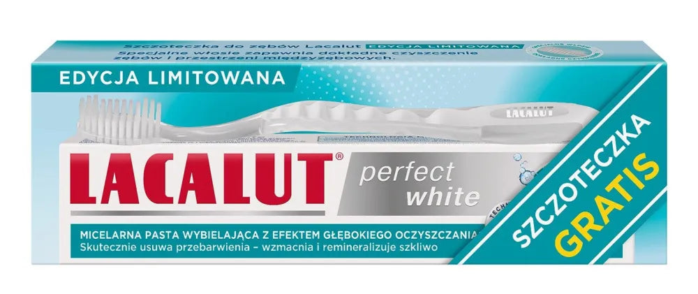 LACALUT Perfect White Dantų pasta 75 ml + šepetėlis - Kosmetika