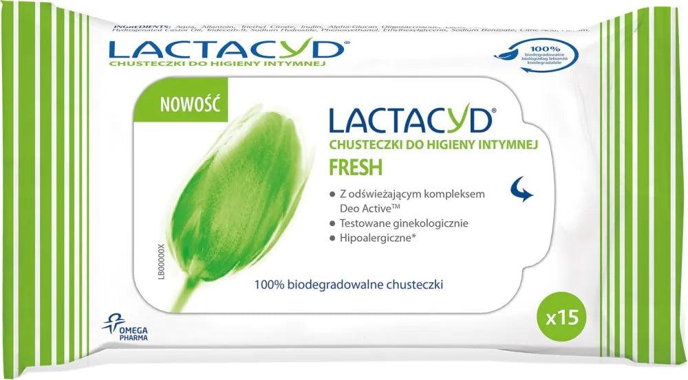 Lactacyd Fresh intymios higienos servetėlės 1 pakuotė - 15 vnt. - Kosmetika