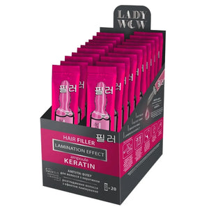 LADY WOW Plaukų užpildas keratino ampulė plaukams - laminavimo efektas 15ml - Kosmetika
