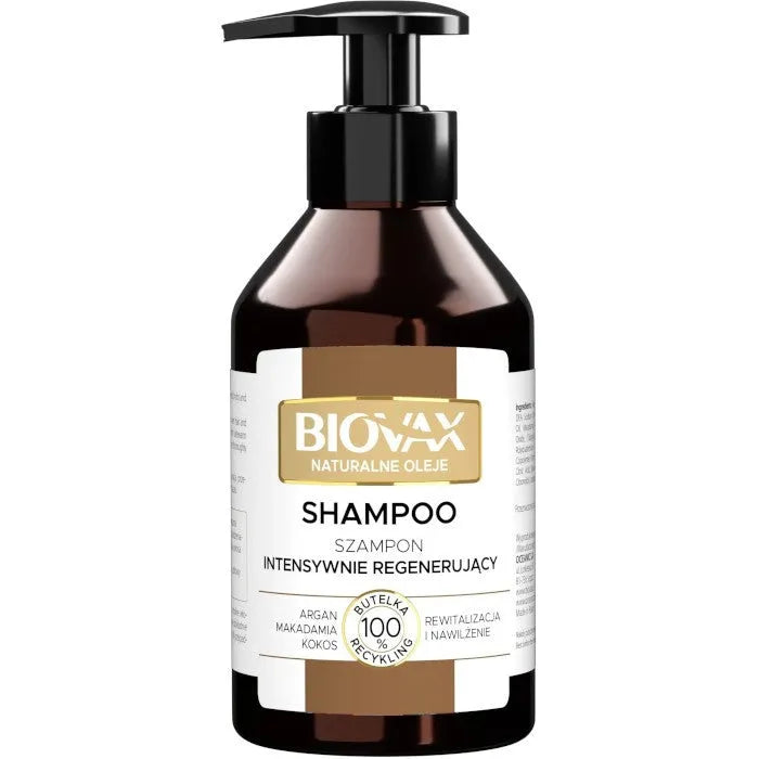 L’BIOTICA Biovax Intensyviai regeneruojantis šampūnas su natūraliais aliejais - argano makadamijos kokoso - 200 ml