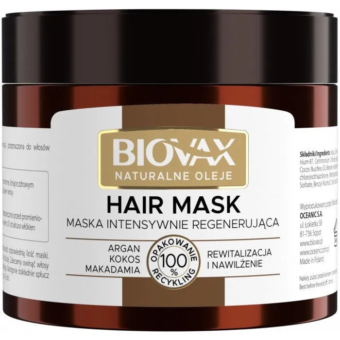 L’BIOTICA Biovax Plaukų kaukė Intensyviai regeneruojanti - Natūralūs aliejai 250ml - Kosmetika