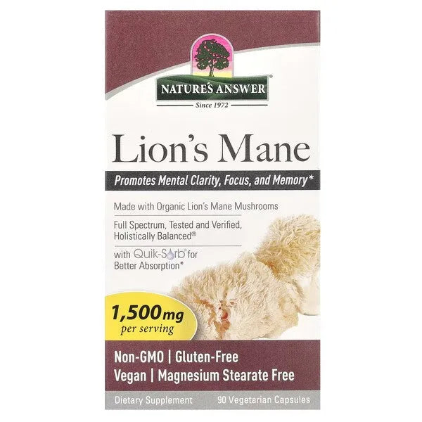 Lion’s Mane 1500mg - 90 vcaps - Nature’s Answer - Papildai