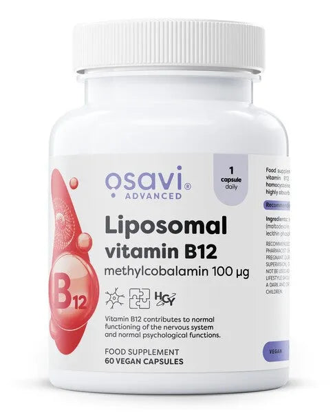 Liposomal Vitamin B12 Methylcobalamin 100mcg - 60 vegan caps - Osavi - Papildai