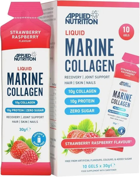 Liquid Marine Collagen Strawberry Raspberry - 10 x 30g - Applied Nutrition - Sporto papildai