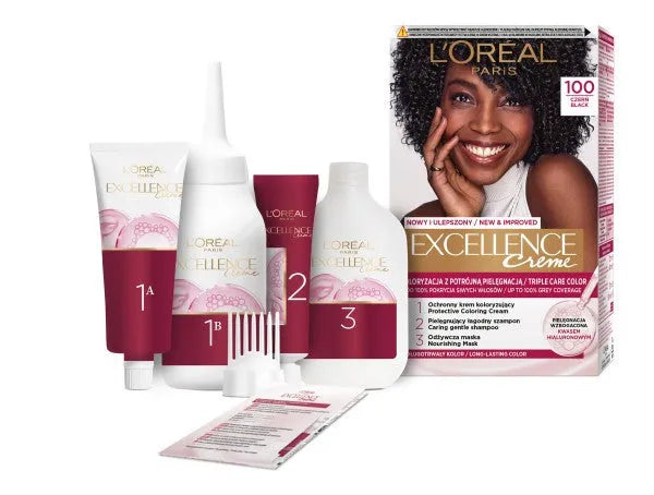 LOREAL Excellence Creme plaukų dažai 100 juodas - Kosmetika