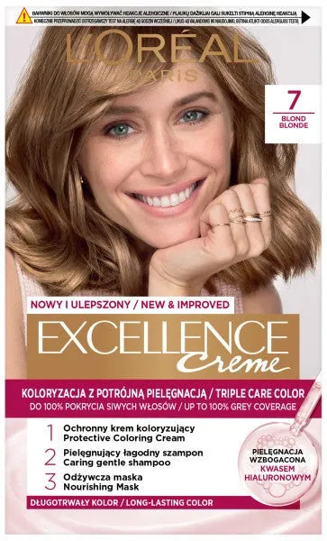 LOREAL Excellence Creme Plaukų dažai 7 Šviesus - Kosmetika