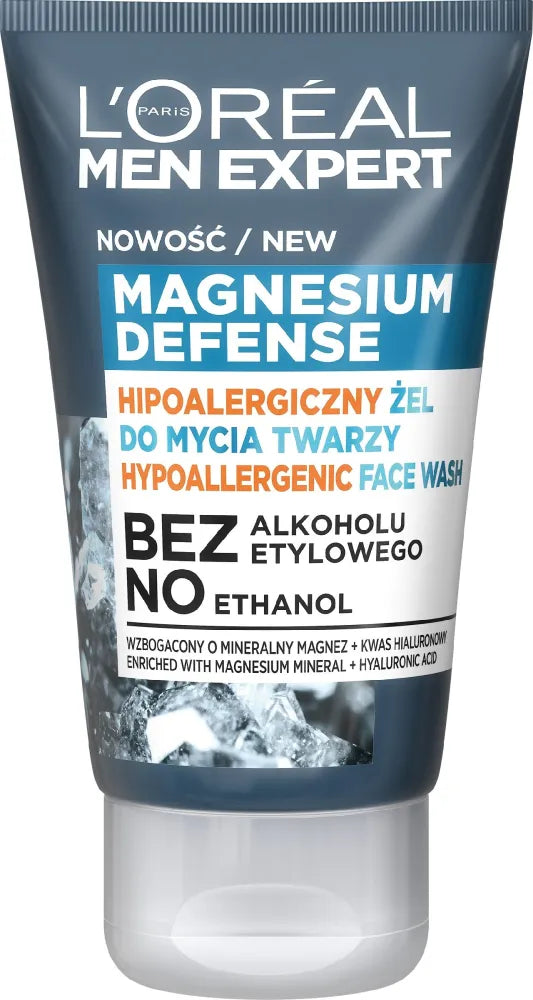 Loreal Men Expert Hipoalerginis Magnio Apsaugos Veido Valymo Gelis 100ml - Kosmetika