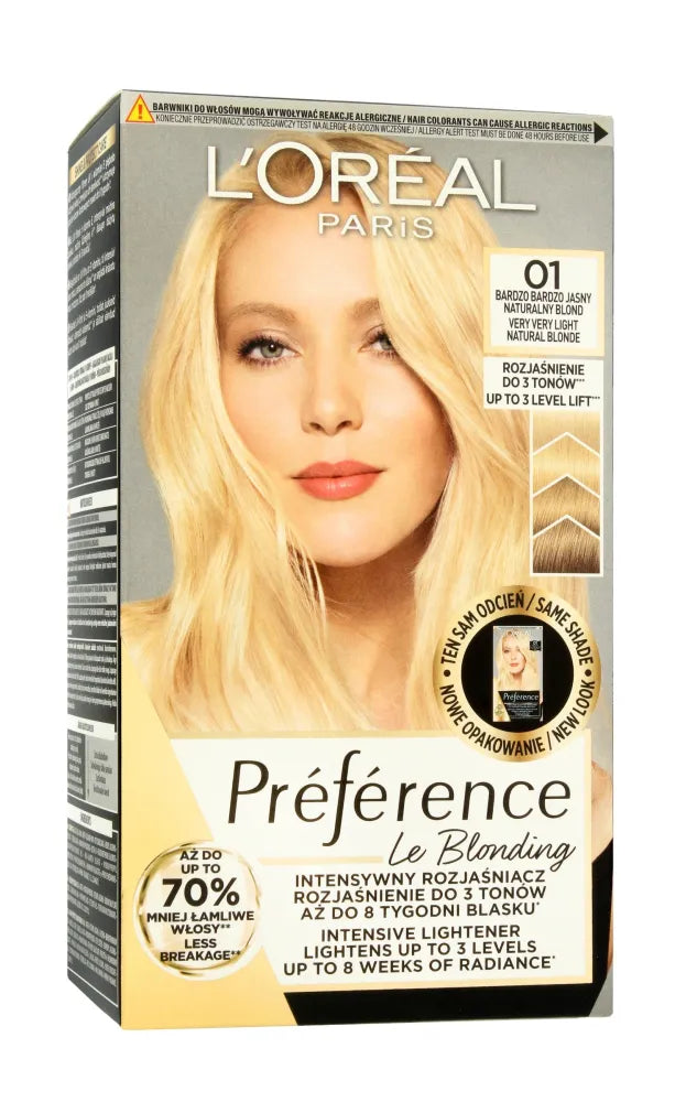 L’Oréal Paris Preference Prague 01 Very Light Natural Blonde plaukų dažai - Kosmetika