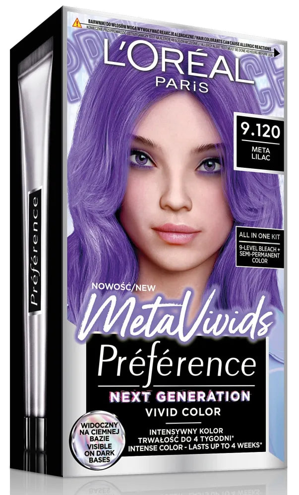 LOREAL PREFERENCE Metavivids plaukų dažai 9.120 LILAC - Kosmetika