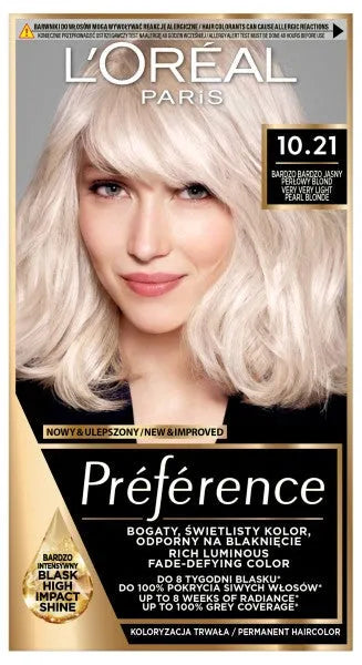 LOREAL Preference plaukų dažai 10.21 - labai šviesus perlų blondinas 1 vnt. - Kosmetika