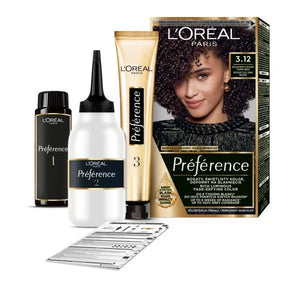 LOREAL Preference plaukų dažai 3.12 - Intensyvi šalta tamsiai ruda 1 vnt. - Kosmetika