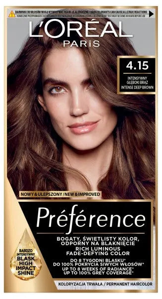 LOREAL Preference Plaukų dažai 4.15 Intensyvi tamsiai ruda 1 vnt. - Kosmetika