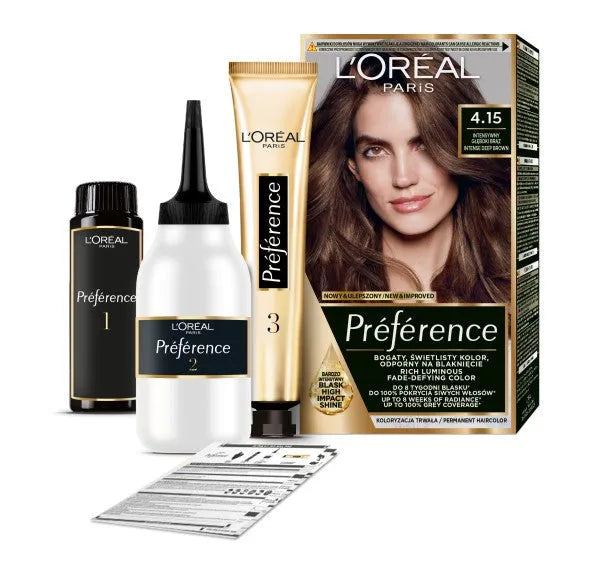 LOREAL Preference Plaukų dažai 4.15 Intensyvi tamsiai ruda 1 vnt. - Kosmetika